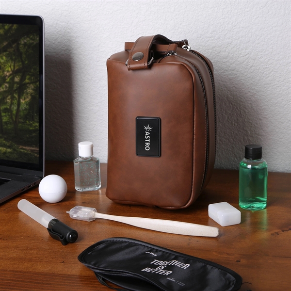 A stylish leather dopp kit to carry toiletries.... from ASI 61966 HPG / OrigAudio HPG Gold