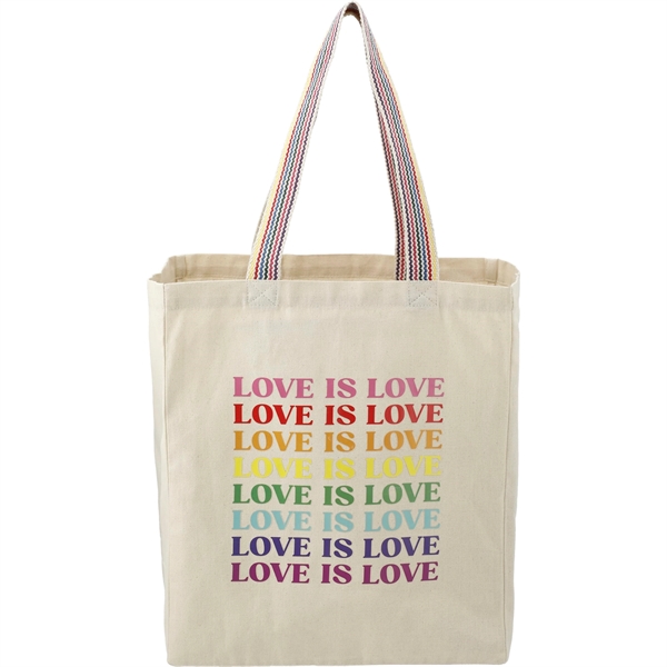 8 oz. recycled cotton grocery tote with rainbow webbing grab handles.... from ASI 66887 PCNA / Leeds