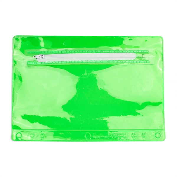 6.25"H x 9.25"W Clear zippered School pouch with binder holes.... from ASI 54040 Fey Promo / Fey Binders and Organization Solutions