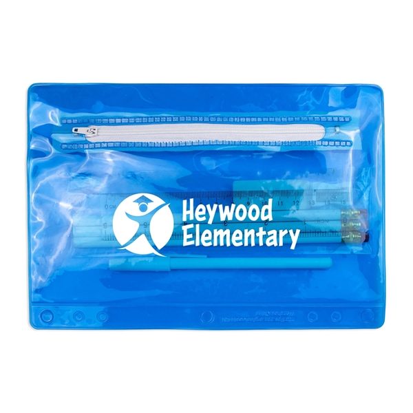 6.25"H x 9.25"W Clear zippered School kit includes pencils, stick pen,... from ASI 54040 Fey Promo / Fey Binders and Organization Solutions