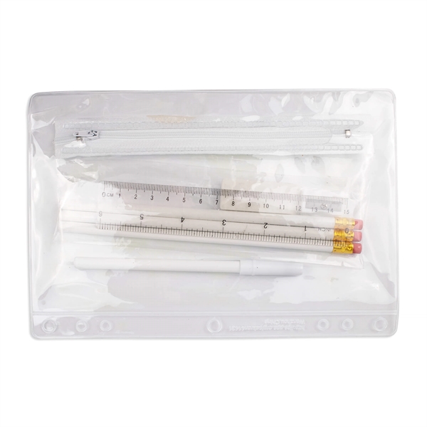 6.25"H x 9.25"W Clear zippered School kit includes pencils, stick pen,... from ASI 54040 Fey Promo / Fey Binders and Organization Solutions