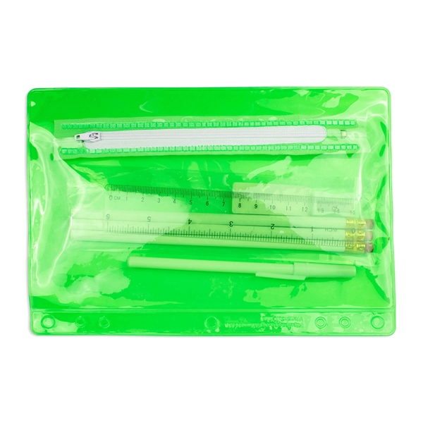 6.25"H x 9.25"W Clear zippered School kit includes pencils, stick pen,... from ASI 54040 Fey Promo / Fey Binders and Organization Solutions