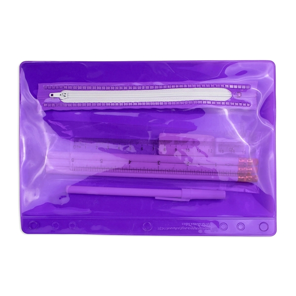 6.25"H x 9.25"W Clear zippered School kit includes pencils, stick pen,... from ASI 54040 Fey Promo / Fey Binders and Organization Solutions