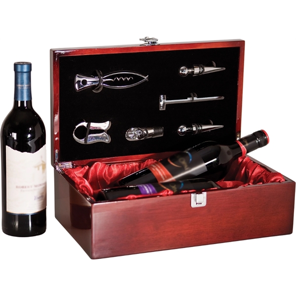 Rosewood Piano Finish Double Bottle Wine Box with Tools... from ASI 92531 Unique Custom Products / UCP
