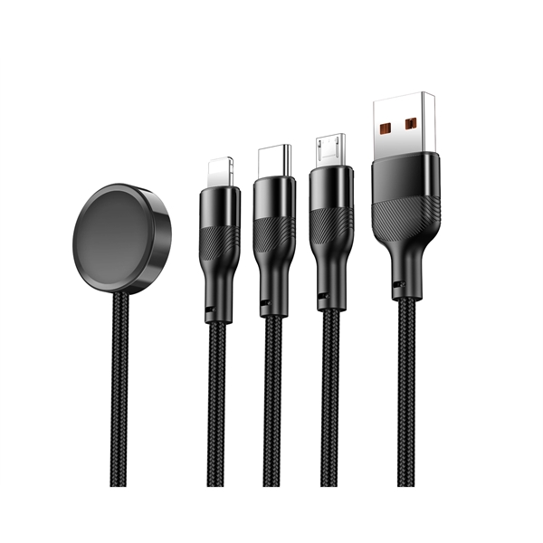 A 4-in-1 charging cable that includes an Apple Watch attachment.... from ASI 91435 Tomax USA / Tomax