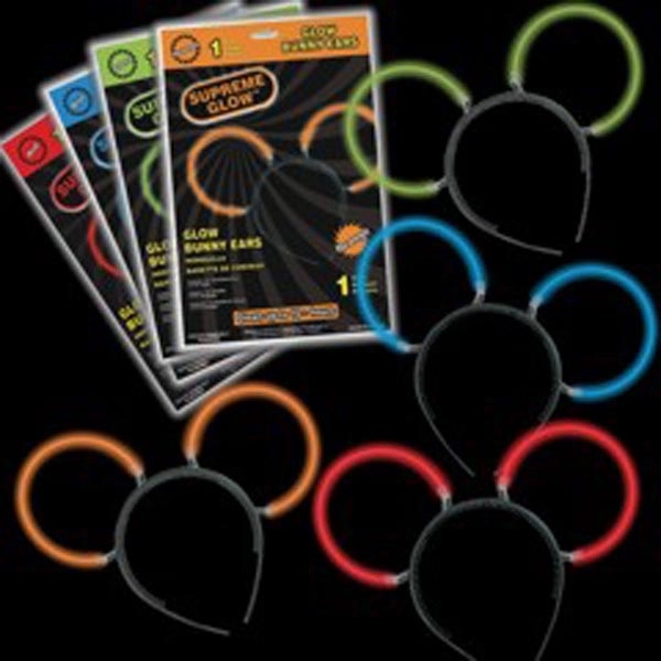 Glowing bunny ears headbands with 8" Supreme Glow bracelets in colors.... from ASI 42016 Brighter Promotions Inc