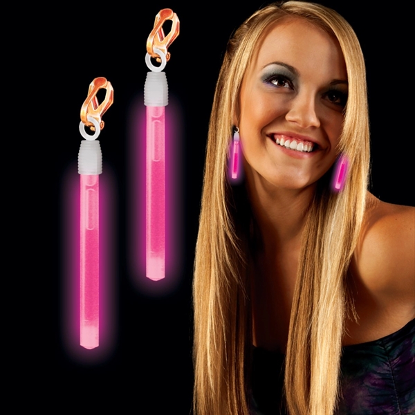 Pair of clip on plastic earrings with 1 1/2" glow in... from ASI 42016 Brighter Promotions Inc