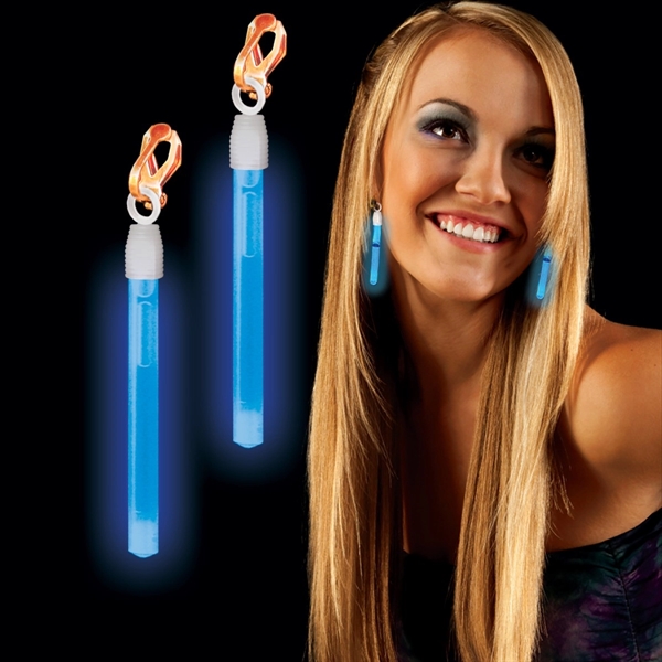 Pair of clip on plastic earrings with 1 1/2" glow in... from ASI 42016 Brighter Promotions Inc