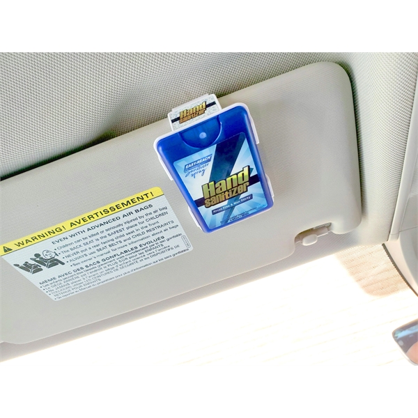 Credit card sized hand sanitizer spray that clips onto an automotive... from ASI 90807 Tekweld