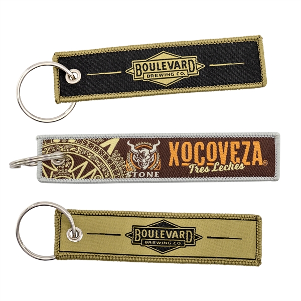 Embroidered woven strap keychain in assorted sizes and colors with split... from ASI 52263 EMT / EMT EASY