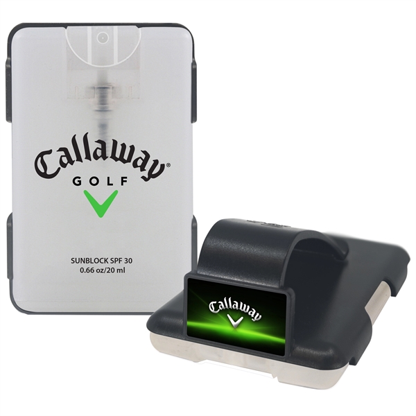 Credit card sized SPF 30 sunscreen spray that clips onto automotive... from ASI 90807 Tekweld