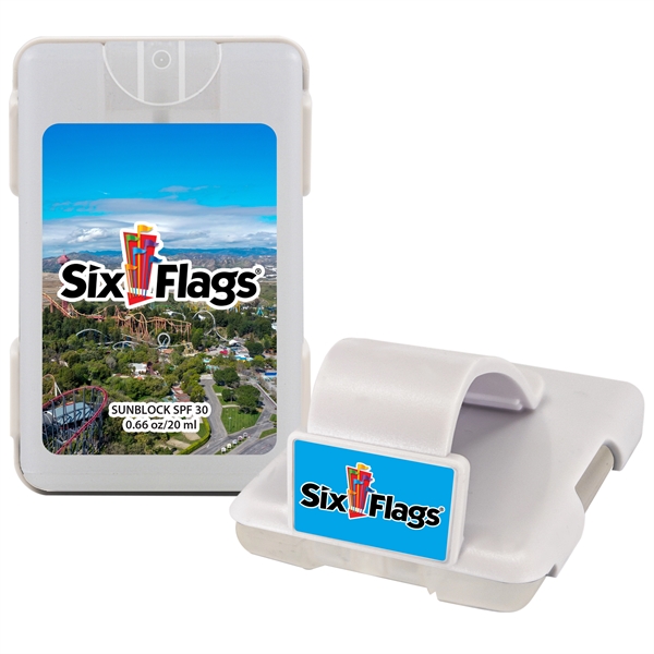 Credit card sized SPF 30 sunscreen spray that clips onto automotive... from ASI 90807 Tekweld