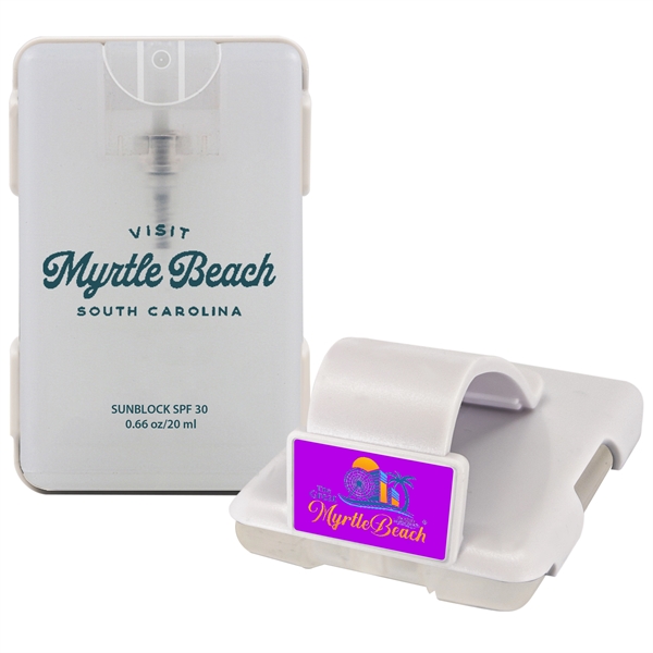 Credit card sized SPF 30 sunscreen spray that clips onto automotive... from ASI 90807 Tekweld