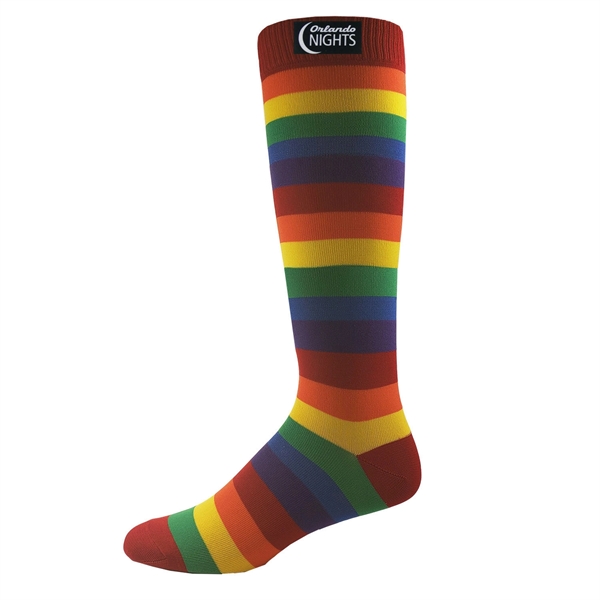 Flat knit rainbow striped knee high length dress socks.... from ASI 90160 Suntex Industries