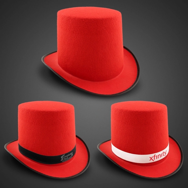 Red felt top hat with optional black or white imprintable band.... from ASI 42016 Brighter Promotions Inc