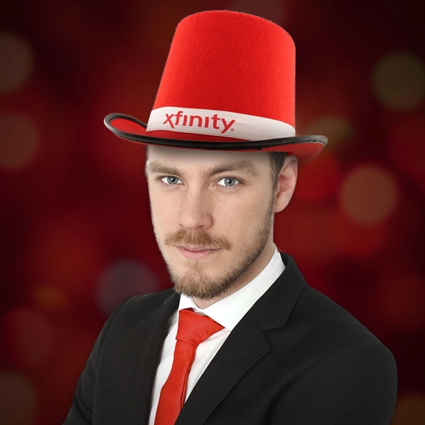 Red felt top hat with optional black or white imprintable band.... from ASI 42016 Brighter Promotions Inc