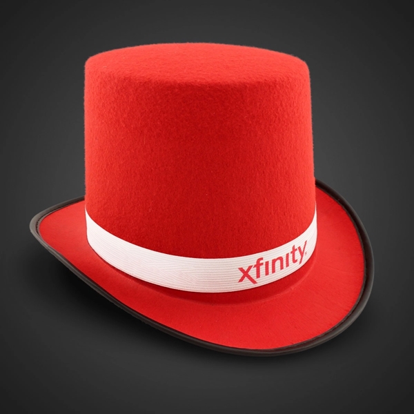 Red felt top hat with optional black or white imprintable band.... from ASI 42016 Brighter Promotions Inc