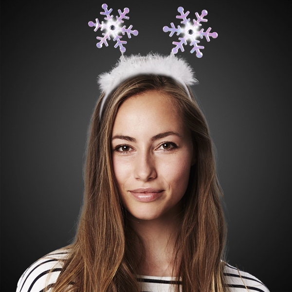 Snowflake headbopper with silver tinsel accents, springy snowflakes and flashing white... from ASI 42016 Brighter Promotions Inc