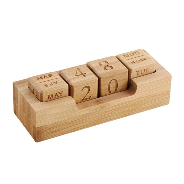 Bamboo Wood Calendar Blocks on Tray... from ASI 92531 Unique Custom Products / UCP