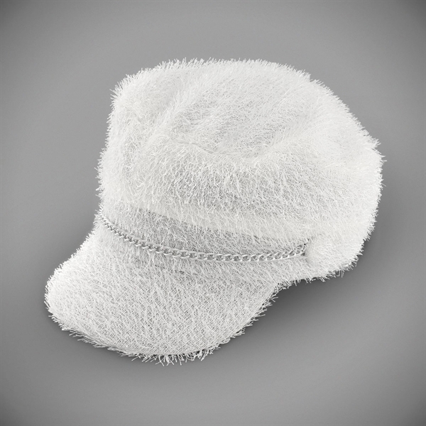 White furry biker hat with chain and button accents.... from ASI 42016 Brighter Promotions Inc