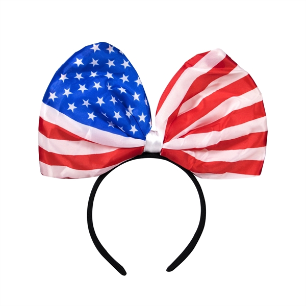 USA flag themed, light up headband/bow with flashing red and blue... from ASI 42016 Brighter Promotions Inc