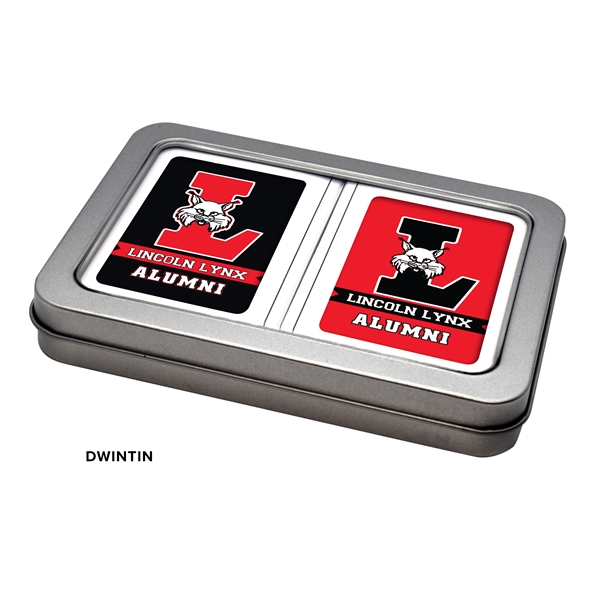 This double two piece metal tin with clear window holds two... from ASI 56080 Playing Cards On Demand