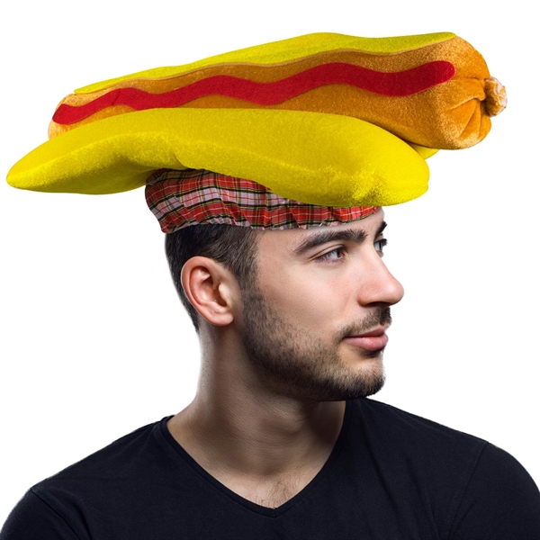 Hot dog shaped hat; one size fits most.... from ASI 42016 Brighter Promotions Inc