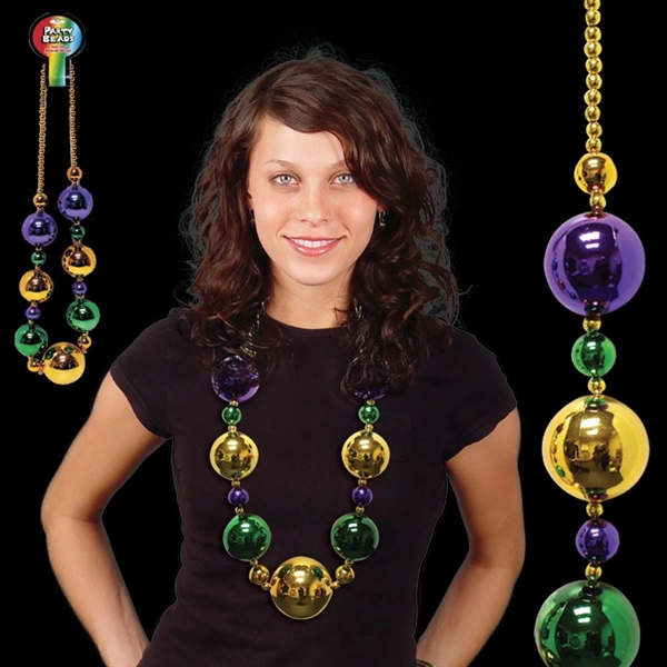 44" necklace of 70mm colored Mardi Gras beads.... from ASI 42016 Brighter Promotions Inc