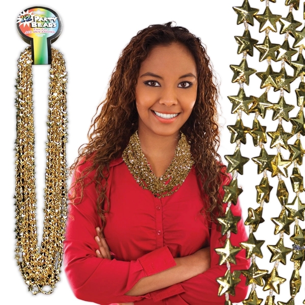 33" necklaces with gold star beads.... from ASI 42016 Brighter Promotions Inc