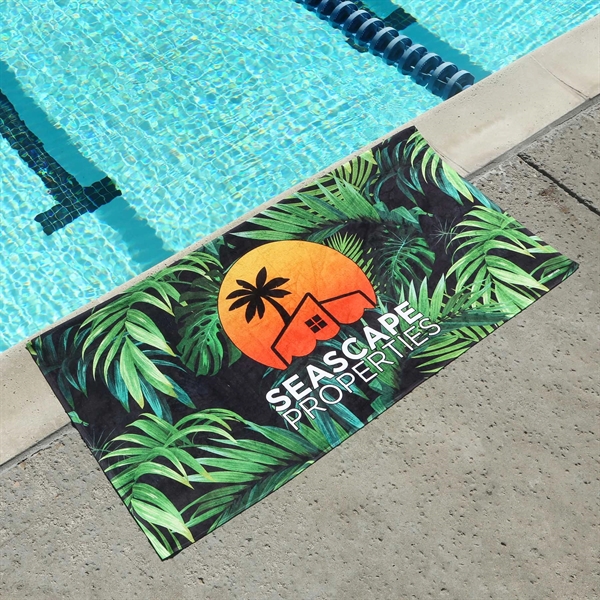 A one-sided full-color dye-sub poly velour and cotton beach towel... from ASI 61966 HPG / Best Promotions USA