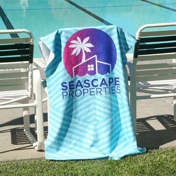 A one-sided full-color dye-sub poly velour and cotton beach towel... from ASI 61966 HPG / Best Promotions USA