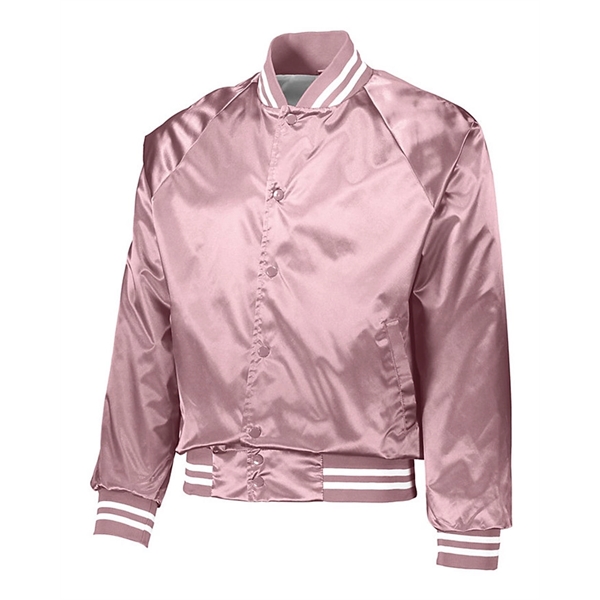 Satin Baseball Jacket Striped Trim... from ASI 84358 S&S Activewear