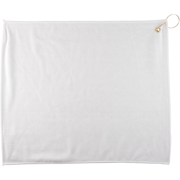 15" x 18" polyester blend white golf towel with grommet and... from ASI 57653 Gold Bond