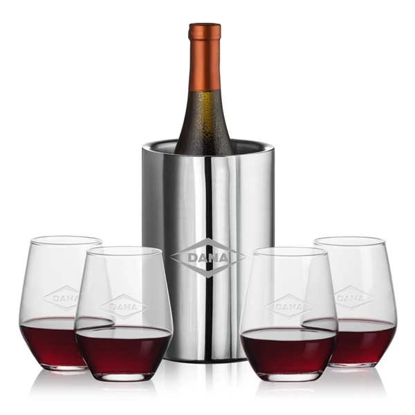 Jacobs Wine Cooler & 2 or 4 Stemless Mandelay Wine... from ASI 84592 St Regis Group