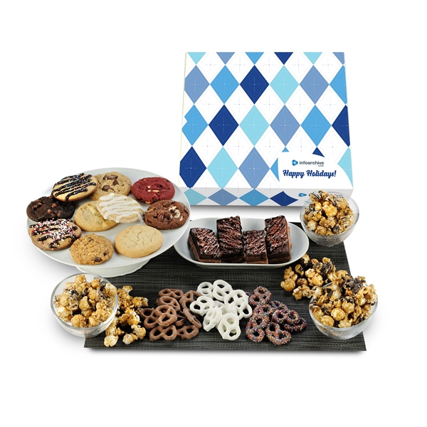 A gift box of cookies, chocolate covered pretzels, a brownie and... from ASI 71685 Midnite Snax®