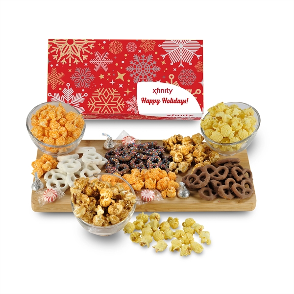 A gift box of popcorn, pretzels, mints and Hershey's kisses.... from ASI 71685 Midnite Snax®