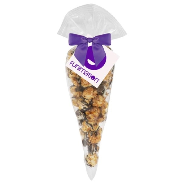 Gourmet popcorn cone bag - caramel latte flavor. Item Size: Small... from ASI 71685 Midnite Snax®