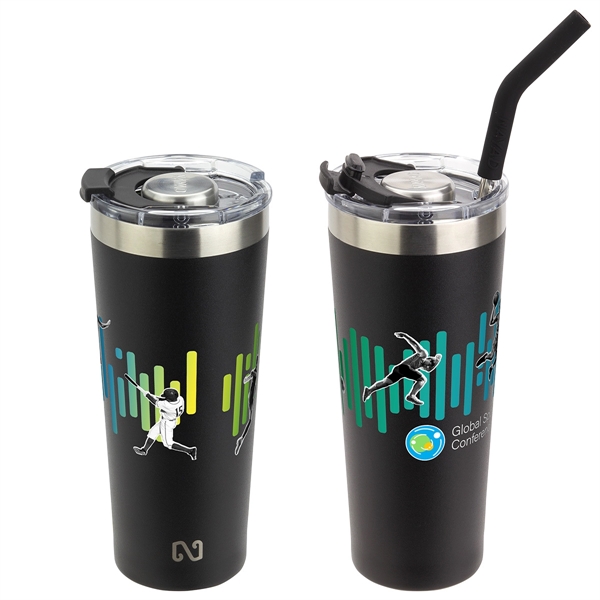 Stainless Steel Double-wall Tumbler with Straw... from ASI 36730 Ariel Premium Supply Inc