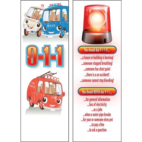 Bookmark with tips about 9 -1-1 and emergencies.... from ASI 45815 Coloring Book Solutions / Coloring Book Solutions™ LivRite