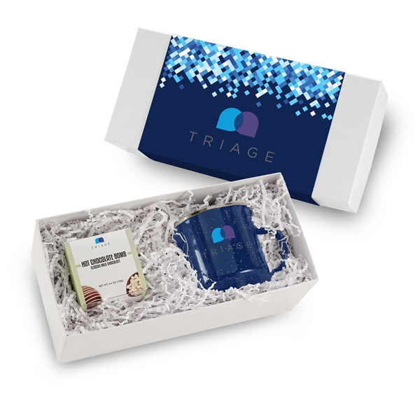 A stainless steel speckled camping mug and a milk chocolate hot... from ASI 71685 Midnite Snax®