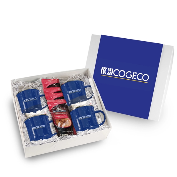 4 stainless steel speckled camping mugs, hot cocoa mix, crushed peppermint... from ASI 71685 Midnite Snax®