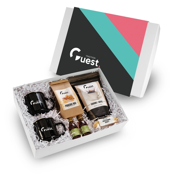 2 stainless steel speckled camping mugs, coffee, pancake mix, maple syrup... from ASI 71685 Midnite Snax®