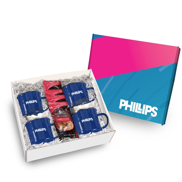 4 stainless steel speckled camping mugs, hot cocoa mix, crushed peppermint... from ASI 71685 Midnite Snax®