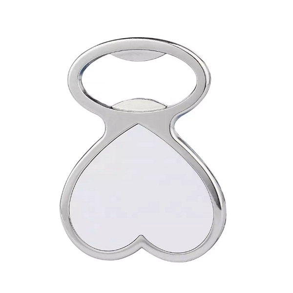 Heart shaped bottle opener fridge magnet plus full color heat transfer... from ASI 37218 Athena Promo (tm)