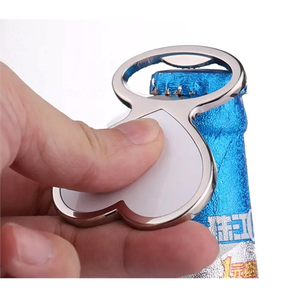 Heart shaped bottle opener fridge magnet plus full color heat transfer... from ASI 37218 Athena Promo (tm)