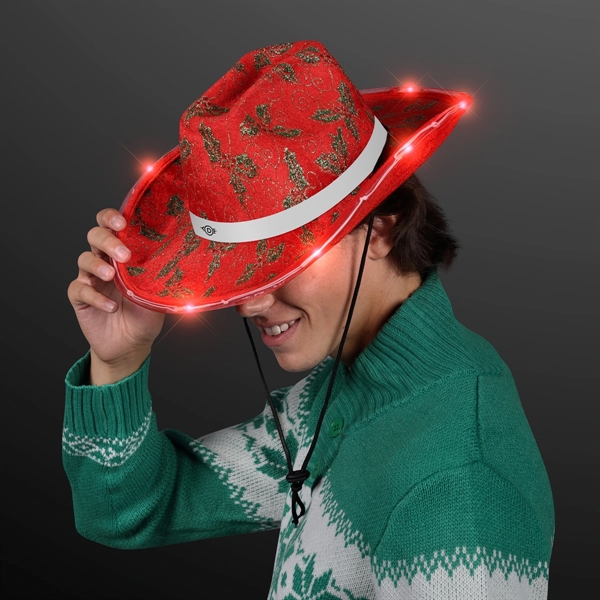 Christmas Cowboy Hats, Holly & Lights with White Band; Blank &... from ASI 34194 ALightPromos