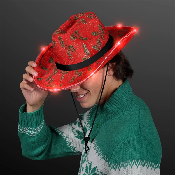 Christmas Cowboy Hats, Holly & Lights with Black Band; Blank &... from ASI 34194 ALightPromos