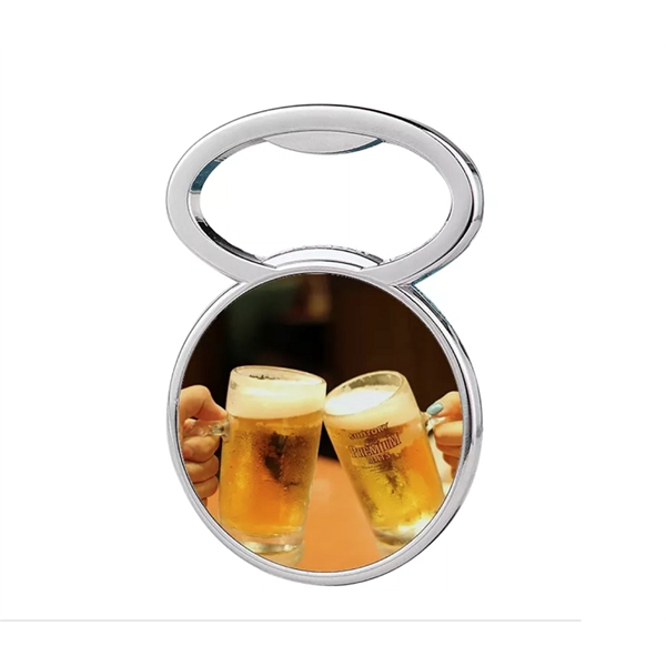 Round bottle opener fridge magnet plus full color heat transfer on... from ASI 37218 Athena Promo (tm)
