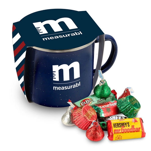16 oz. Speckled camping mug gift set includes HERSHEYS® Everyday Mix... from ASI 71685 Midnite Snax®