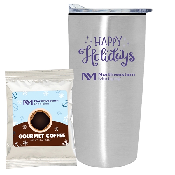 Holiday version 20 oz. straight tumbler w/ plastic liner gift set... from ASI 71685 Midnite Snax®